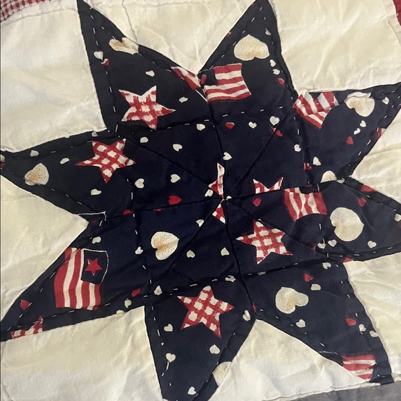 PIECED QUILT Patriotic Patchwork Quilt Sawtooth Stars AMERICANA - Picture 13 of 13